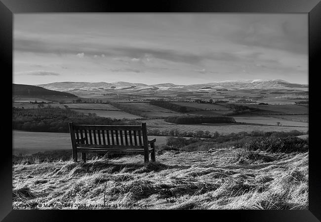 Bench with a view. B&W Framed Print by Mark Aynsley