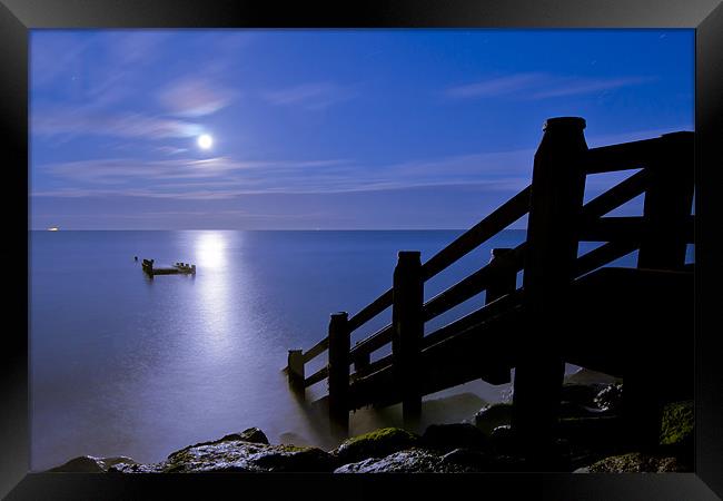 NORTH SEA MOON Framed Print by Paul Nichols