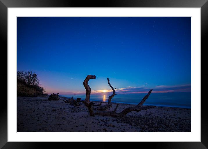  Moonrise over Benacre beach suffolk Framed Mounted Print by Paul Nichols