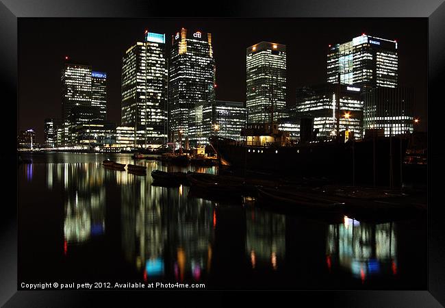 Canary Wharf Reflection Framed Print by paul petty