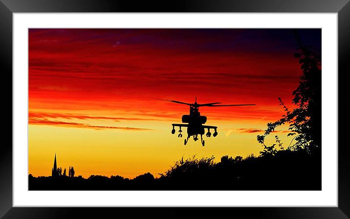 Apache helicopter sky, sunset Framed Mounted Print by Catherine Davies