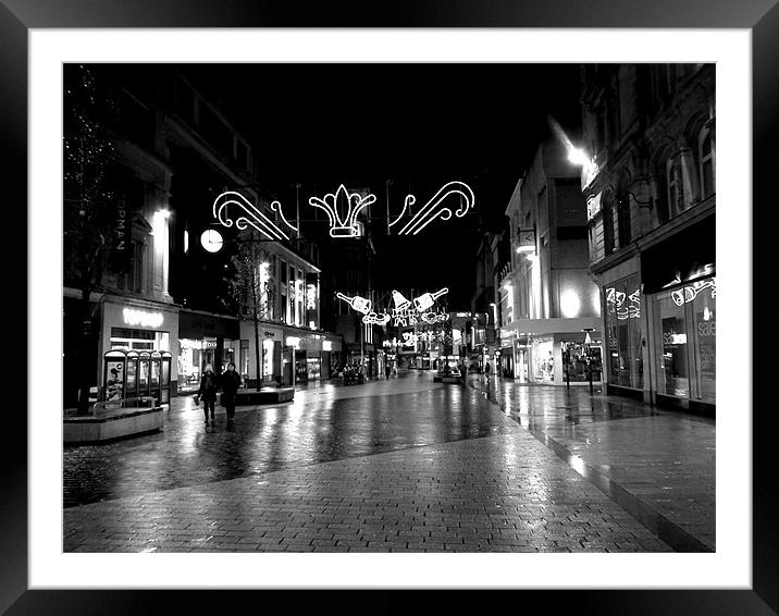 Liverpool, Street lights at night Framed Mounted Print by Shaun Cope