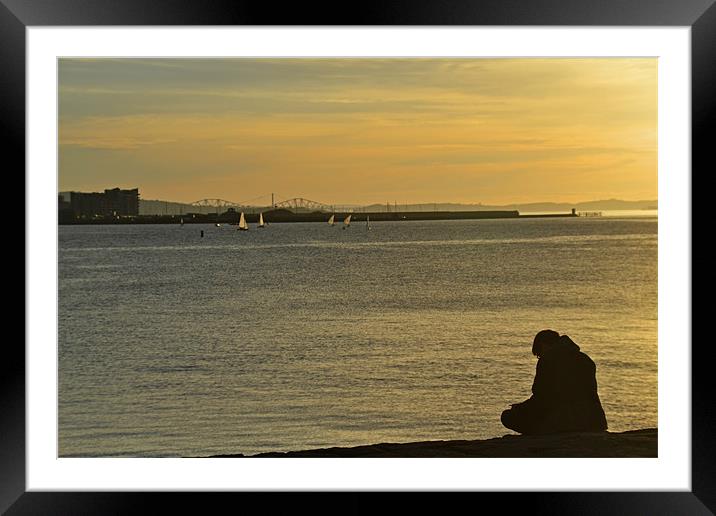 Lonely Man Forth Road Bridge Framed Mounted Print by Shaun Cope