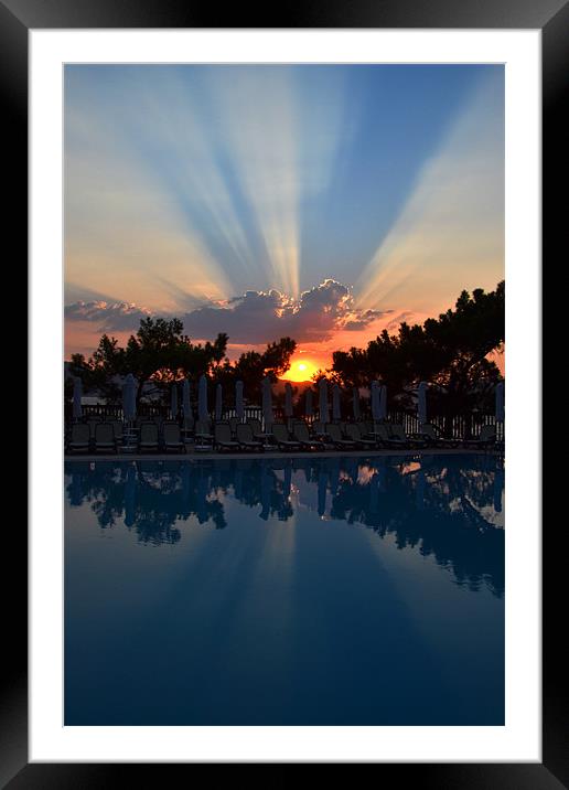 Swimming Pool Sunset Framed Mounted Print by Shaun Cope