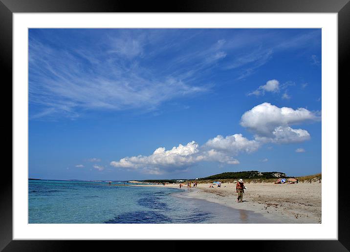 bright blue beach Framed Mounted Print by Shaun Cope