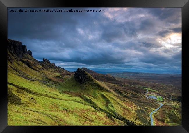 Moody Morning at the Quiraing Framed Print by Tracey Whitefoot