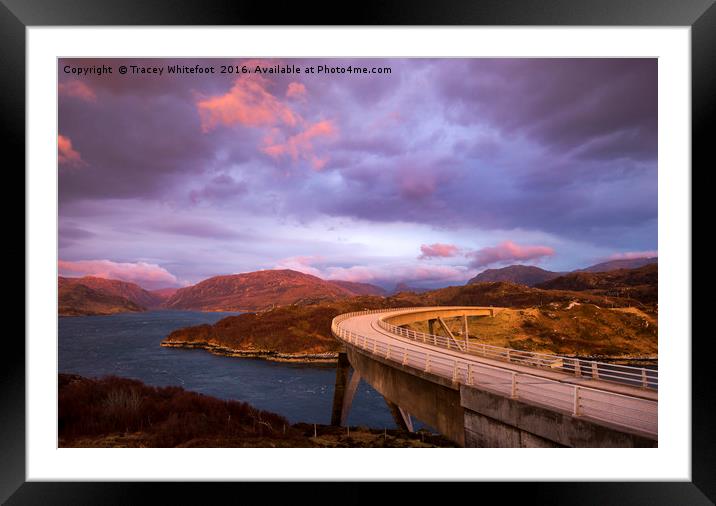 Dusk at the Kylesku Bridge Framed Mounted Print by Tracey Whitefoot