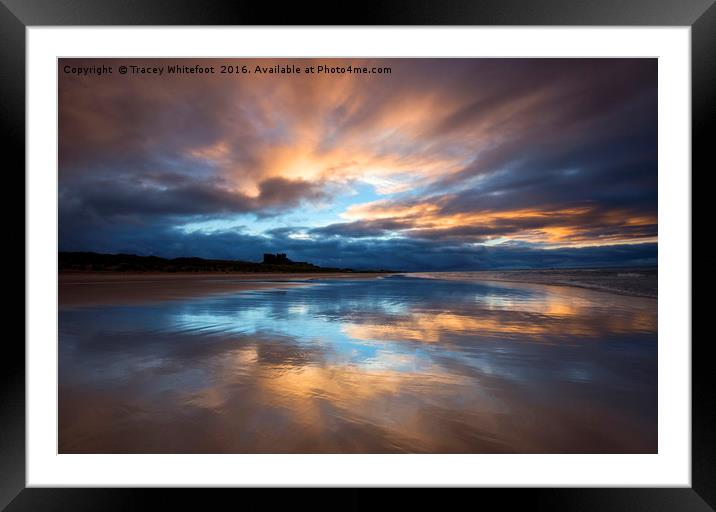 Reflections at Bamburgh Framed Mounted Print by Tracey Whitefoot