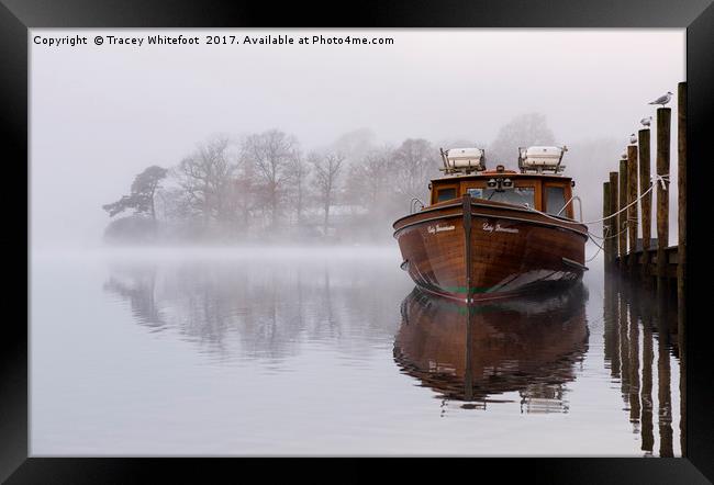 Moored in the Mist  Framed Print by Tracey Whitefoot