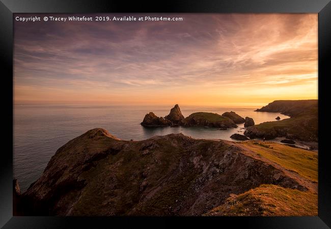 Sunset at Kynance Cove Framed Print by Tracey Whitefoot