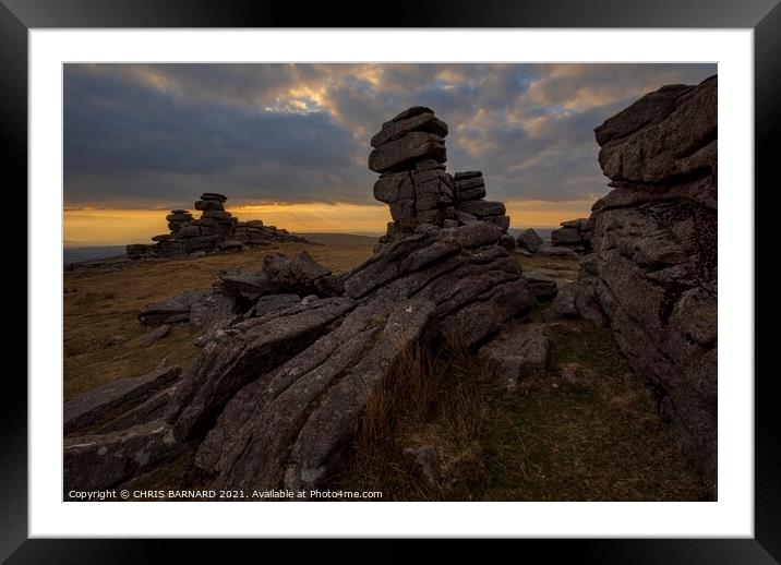 Great Staple Tor Sunset Framed Mounted Print by CHRIS BARNARD