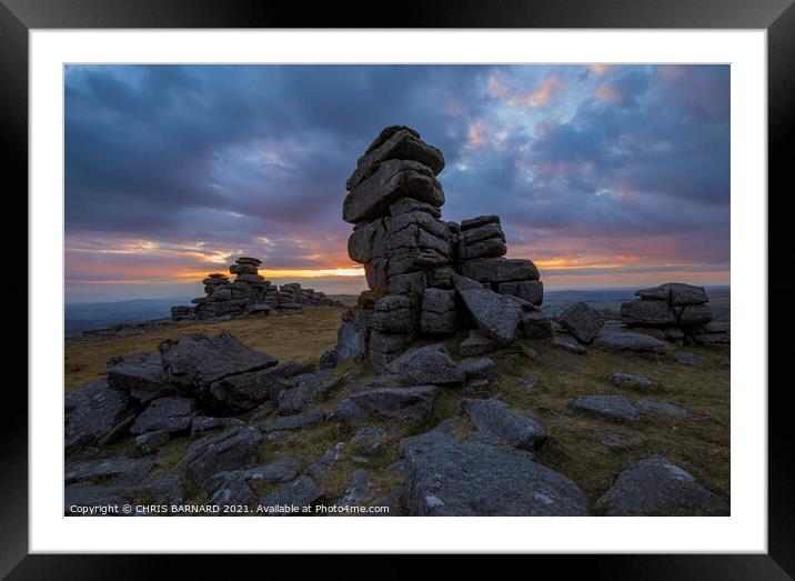 Great Staple Tor Sunset Framed Mounted Print by CHRIS BARNARD