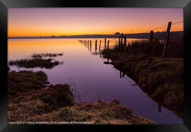 Dozmary Pool Sunset Framed Print by CHRIS BARNARD