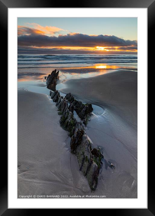 Jagged Rocks at Sunset Framed Mounted Print by CHRIS BARNARD