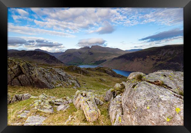 Middle Fell Lake District overlooking the Scafells Framed Print by CHRIS BARNARD