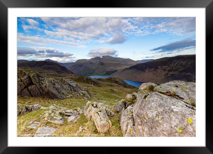 Middle Fell Lake District overlooking the Scafells Framed Mounted Print by CHRIS BARNARD