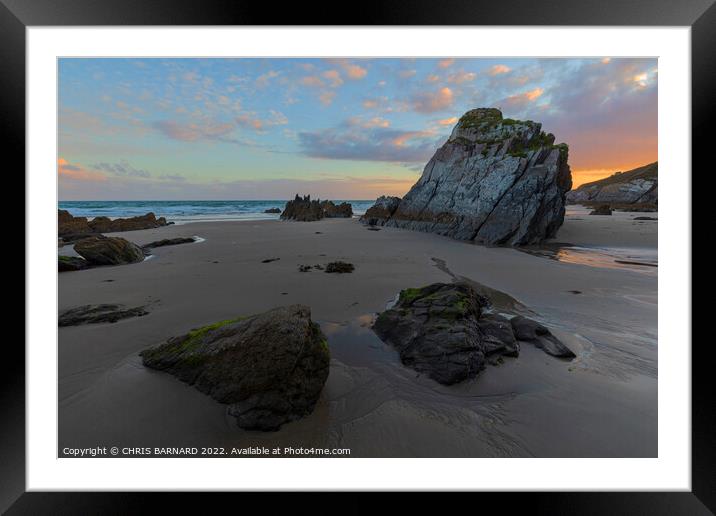 Freathy Beach Sundown Framed Mounted Print by CHRIS BARNARD