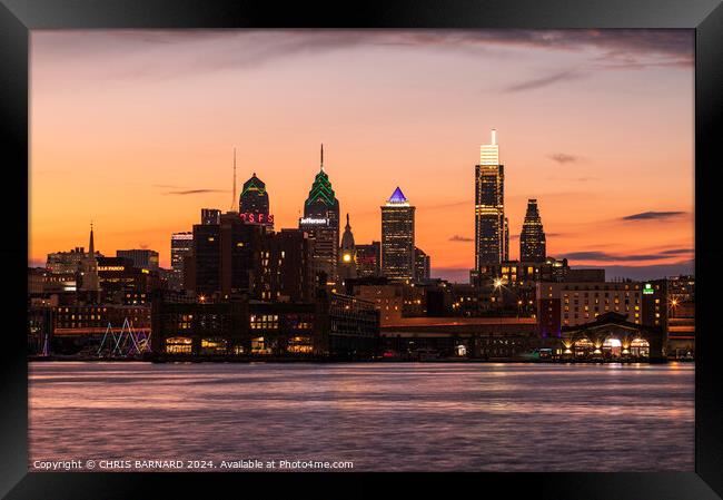 Sunset over Philadelphia Framed Print by CHRIS BARNARD