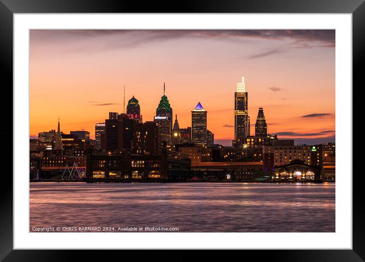 Sunset over Philadelphia Framed Mounted Print by CHRIS BARNARD