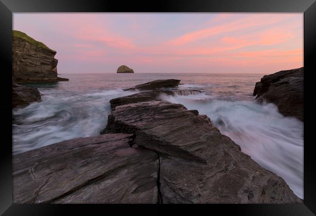 Sunrise at Trebarwith Strand Framed Print by CHRIS BARNARD