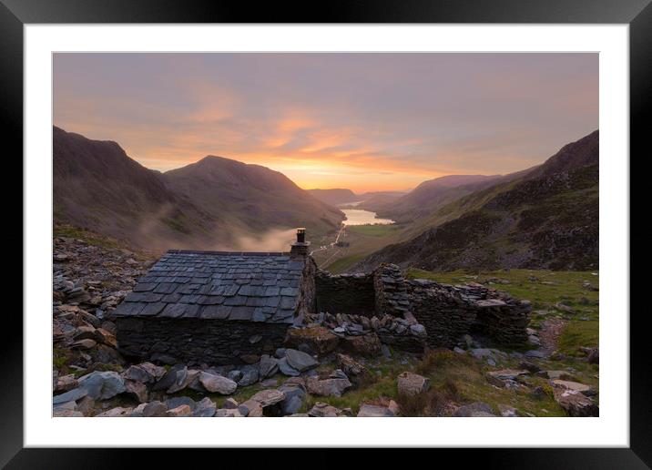 Warnscale Bothy at sunset Framed Mounted Print by CHRIS BARNARD