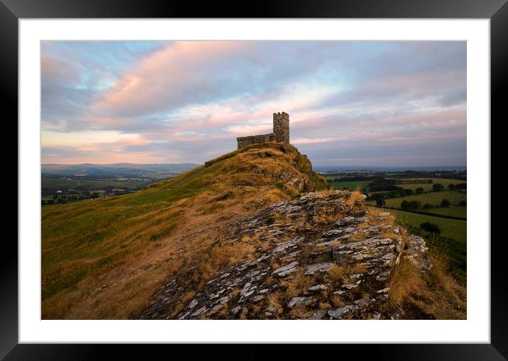 Brentor Church at sunset Framed Mounted Print by CHRIS BARNARD