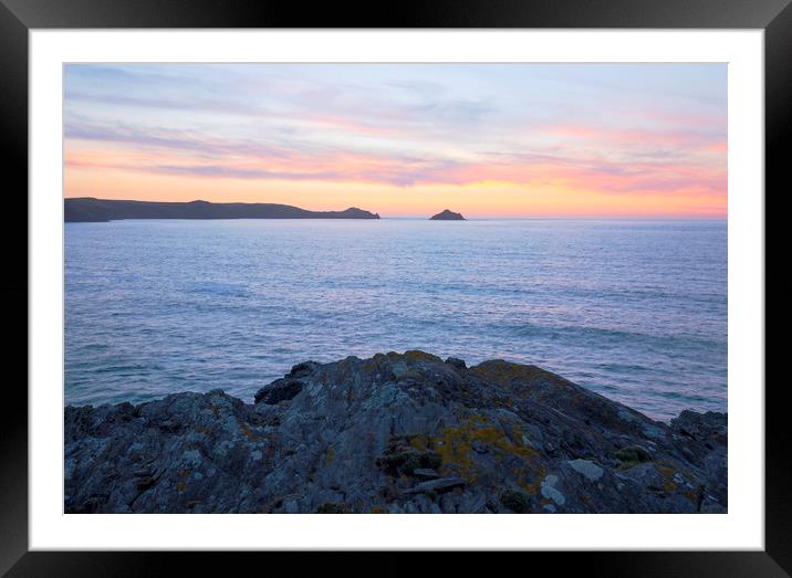 Lundy Bay Sunset Framed Mounted Print by CHRIS BARNARD
