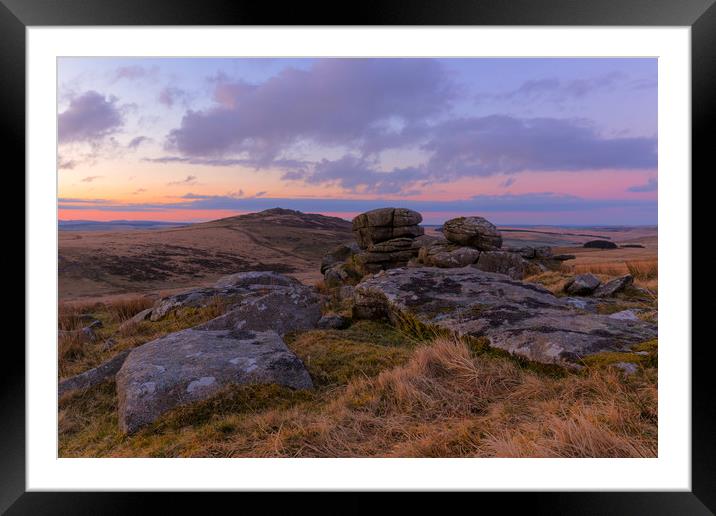 Showery Tor Sunrise Framed Mounted Print by CHRIS BARNARD