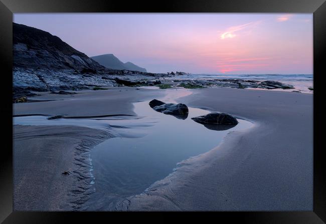 Crackington Haven Sunset Framed Print by CHRIS BARNARD