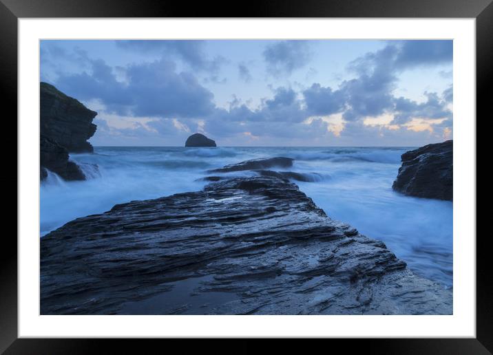 Trebarwith Strand Sunset Framed Mounted Print by CHRIS BARNARD