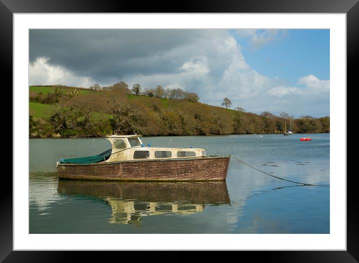Reflections Of Mylor Framed Mounted Print by CHRIS BARNARD