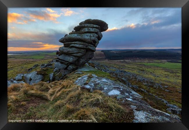 Sunset Kilmar Tor Bodmin Moor Framed Print by CHRIS BARNARD