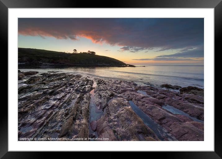 Talland Bay Sunrise Framed Mounted Print by CHRIS BARNARD