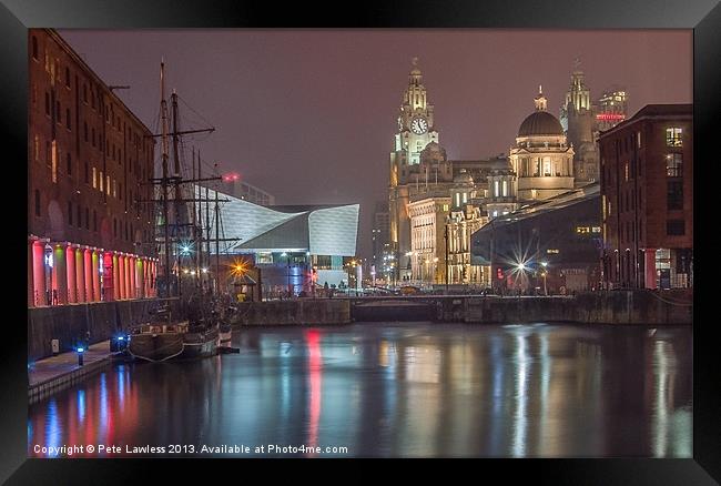 Liverpool at night Framed Print by Pete Lawless