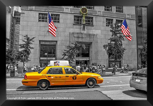 Yellow cab NYC Framed Print by Pete Lawless