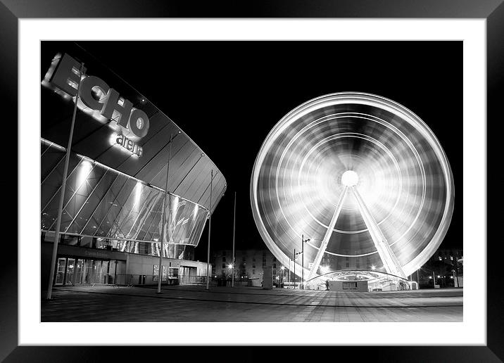 The Wheel of Liverpool mono Framed Mounted Print by Pete Lawless