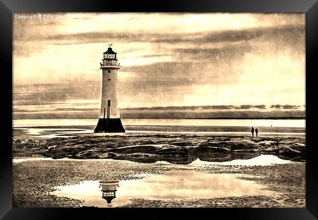  Perch Rock Lighthouse vintage finish Framed Print by Pete Lawless