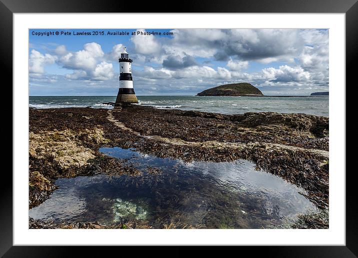  Penmon Lighthouse and rock pool Framed Mounted Print by Pete Lawless