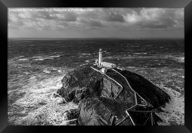  Stormy sea at South Stack Framed Print by Pete Lawless
