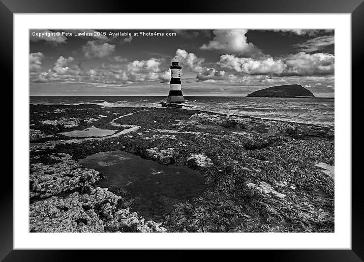  Penmon Lighthouse and rock pool Framed Mounted Print by Pete Lawless