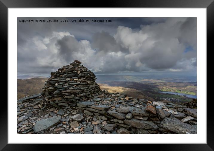 Top of the Old Man of Coniston Framed Mounted Print by Pete Lawless