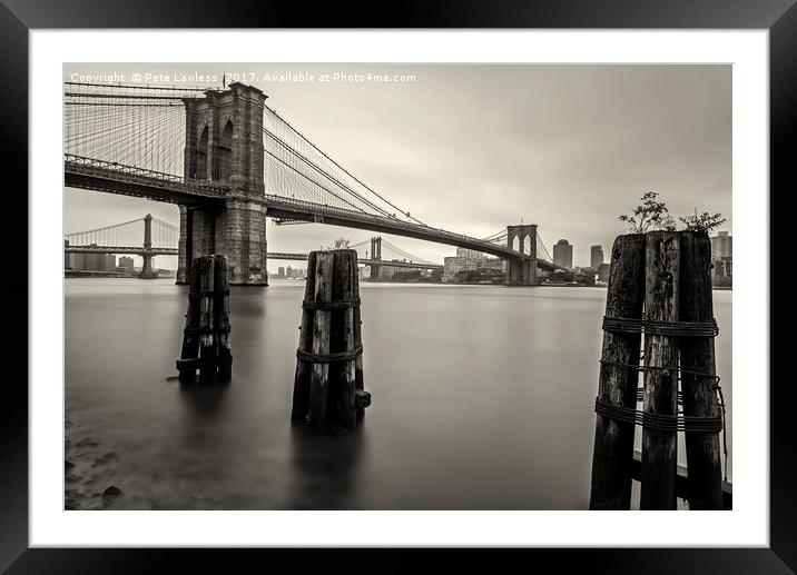 Brooklyn Bridge Framed Mounted Print by Pete Lawless