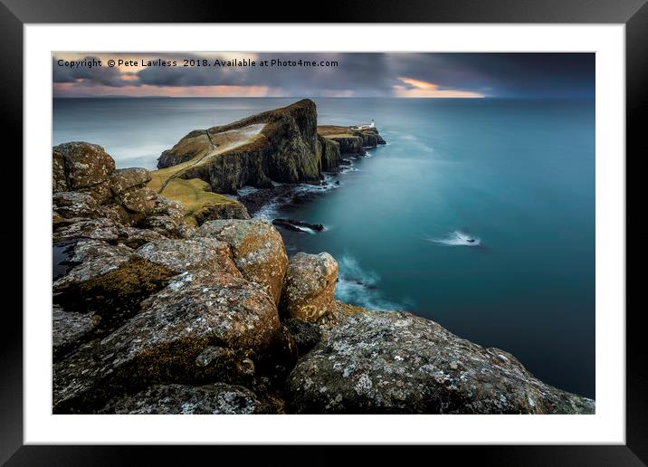 Sun Setting at Neist Point Skye Framed Mounted Print by Pete Lawless