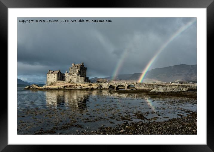 Rainbows Eilean Donan Castle Framed Mounted Print by Pete Lawless