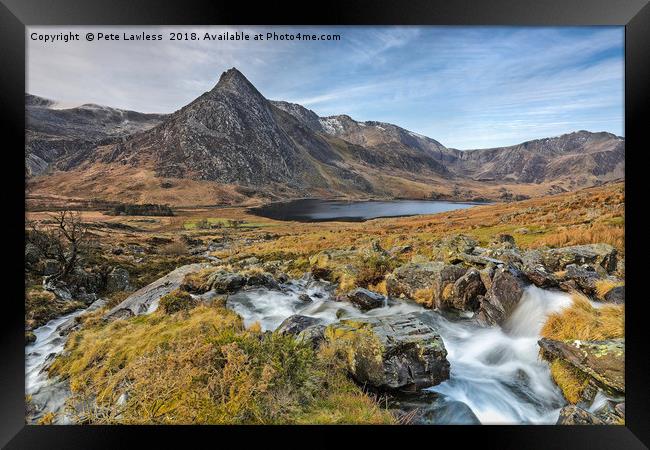 Mt Tryfan from Afon Lloer Framed Print by Pete Lawless