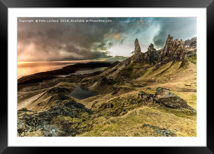 Old Man of Storr Dramatic Sunrise Framed Mounted Print by Pete Lawless