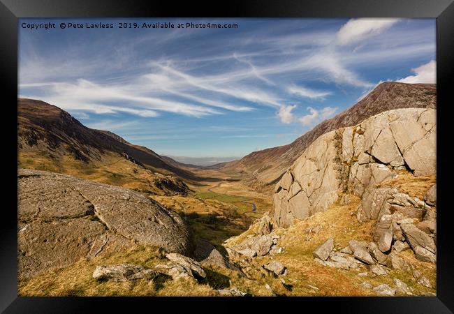 Nant Ffrancon Pass Framed Print by Pete Lawless