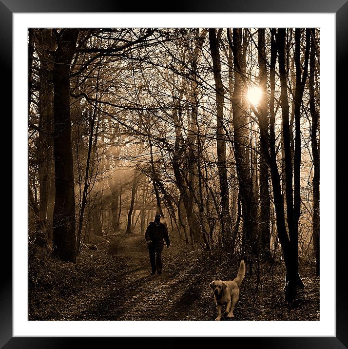 Walking the dog 2 Framed Mounted Print by Mark  F Banks