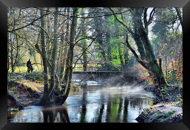 Looking Down the River Wey Framed Print by Mark  F Banks