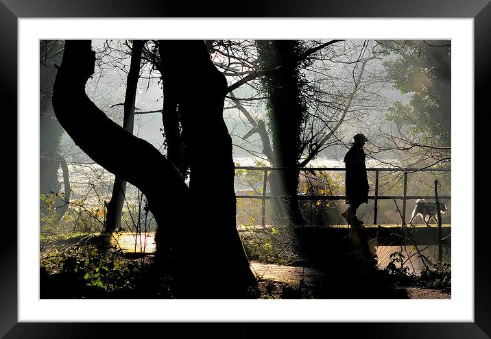Walking the Dog Framed Mounted Print by Mark  F Banks